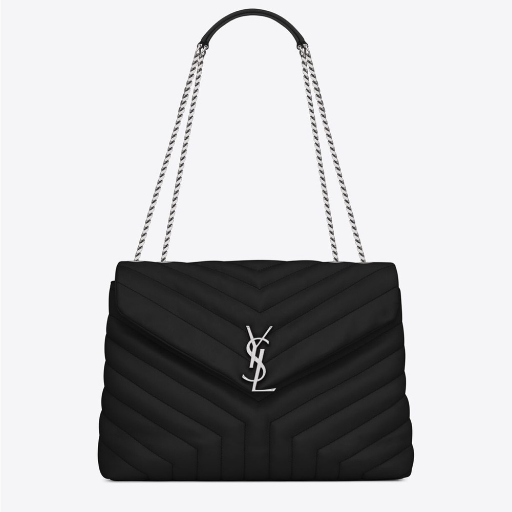 Authentic! Saint Laurent LOULOU Medium Chain Bag In Quilted "Y" Leather.